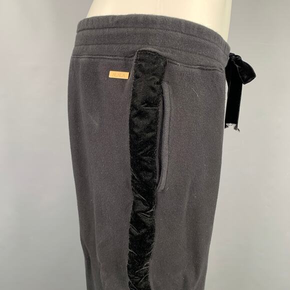 ALAIA Size M Black Cotton Blend Wide Leg Casual Crop Pants - Picture 2 of 8